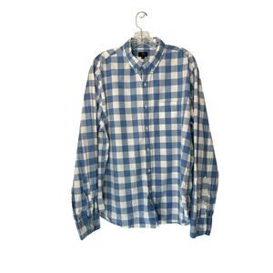 J.Crew Men's Shirt Blue White Heathered Cotton Plaid Casual Button‎ Down Size XL